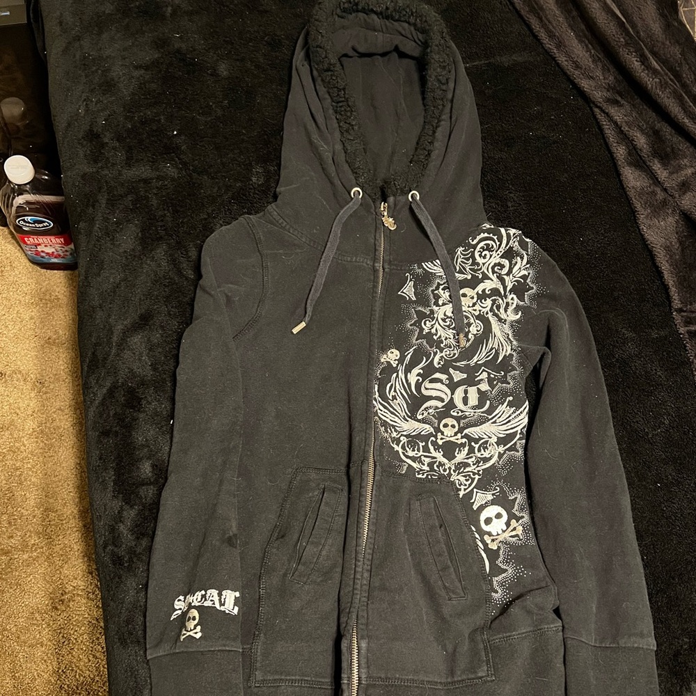 Vintage zip up hoodie- skull n bones SoCal